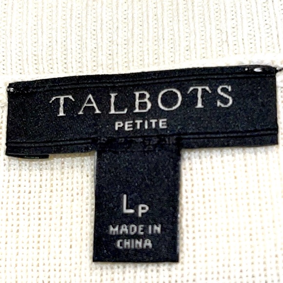 ✨HP✨ TALBOTS WHITE & GRAY STRIPED SHORT SLEEVED ROUND NECK SWEATER, SIZE LP - Picture 7 of 7